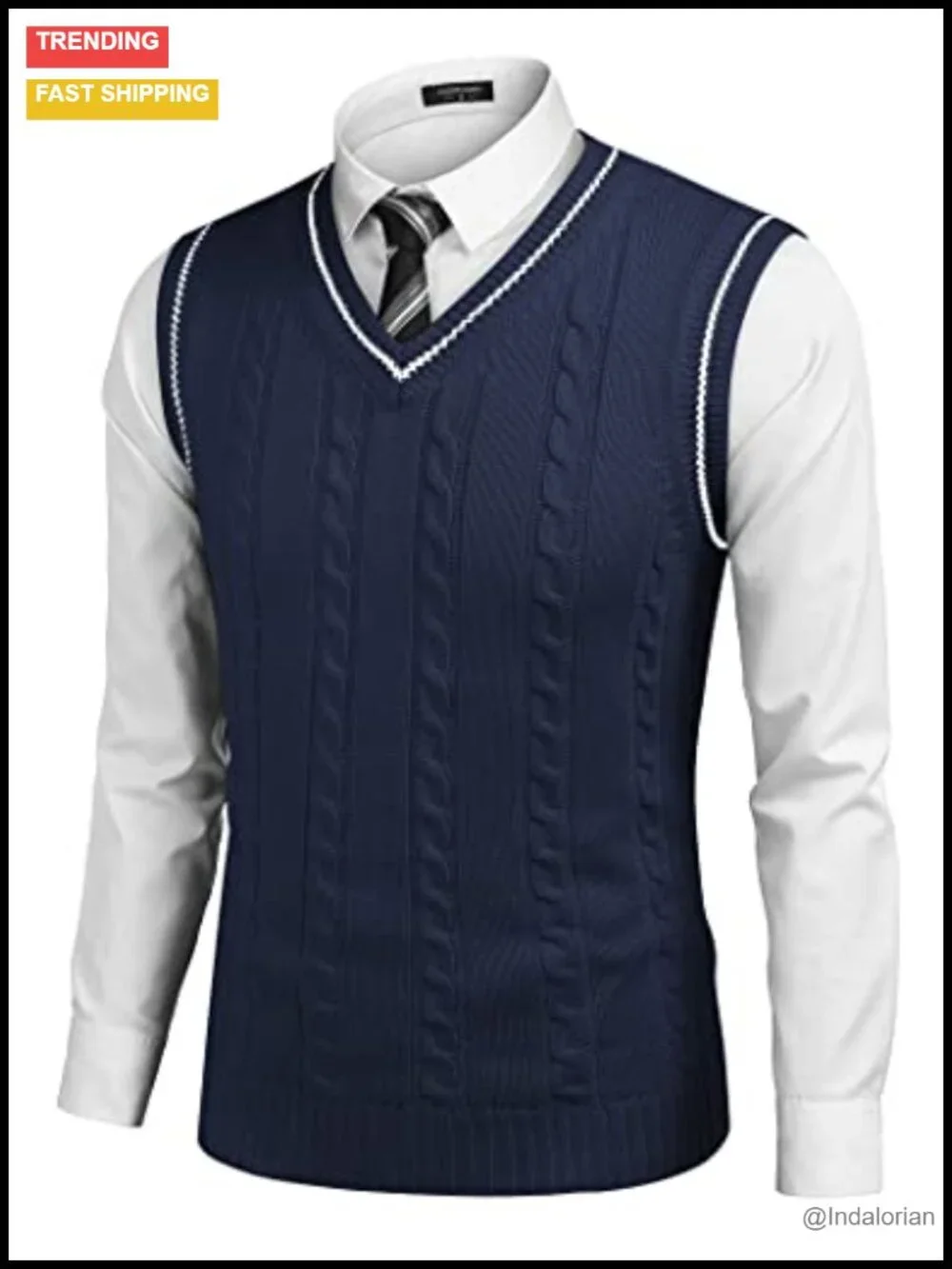 Men's Sweater Vest V Neck Slim Fit Casual Sleeveless Twisted Knitted Pullover
